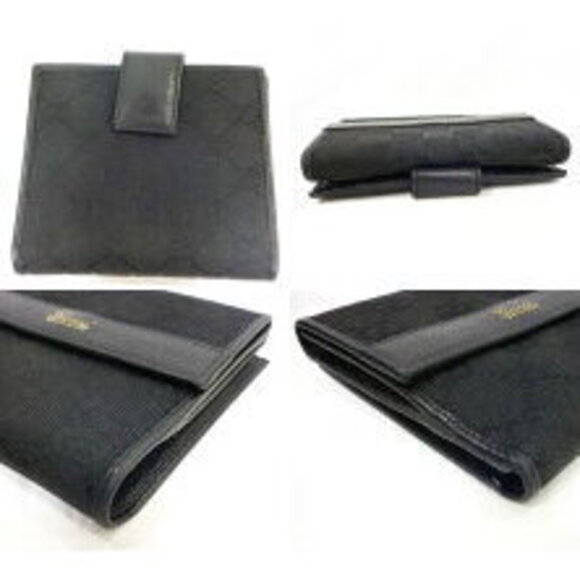 Gucci GG Canvas Leather Double Hook Bifold Wallet Black - Picture 2 of 3